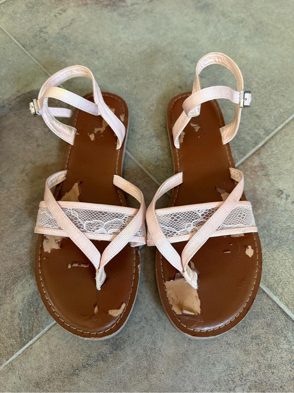Women's TOMS Lace-Trim Ankle-Strap Sandals in Light Pink